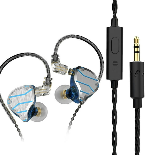 QKZ Auriculares con cable de 3,5 mm Fitness Sports HiFi Auriculares con sonido estéreo Control de línea de 2 pines Auriculares de computadora con micrófono Azul sidaley EL005362-02B