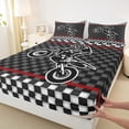 thumbnail image 3 of Feelyou Cartoon Motorcycle Lover Bed Sheets, Dirt Bike Sports King Sheets, Teens Kids Boys Girls Sheet Set, Breathable Home Decor, 4-Piece, 3 of 7