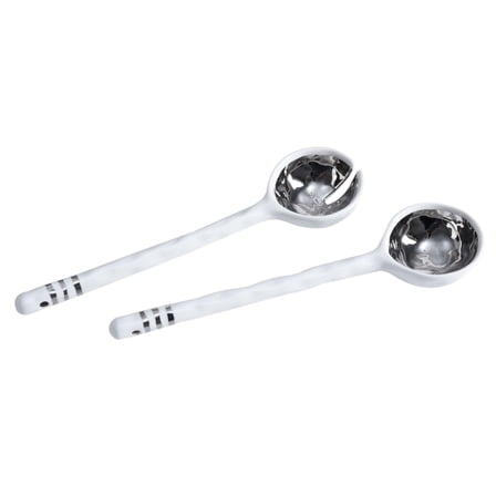 Pampa Bay Porcelain Salad Server Set, 1 x 2.75 x 10.25 inches, White and Silver