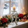 thumbnail image 3 of Christmas Candle Holder, Iron Oversized Ribbon Knot Candle Display for Mantel Dining Table and Shelf, White, 7.48 X 7.48 X 9.05 in, 3 of 6