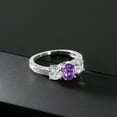 thumbnail image 5 of Gem Stone King 10K White Gold Purple Amethyst and Lab Grown Diamond Engagement Ring for Women | 1.87 Cttw | Oval 7X5MM | Gemstone February Birthstone | Size 8, 5 of 5