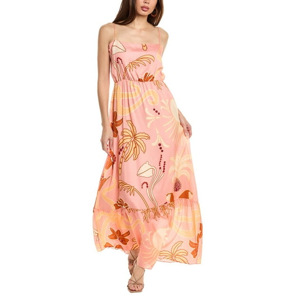 JUAN DE DIOS womens  Polera Silk Maxi Dress, 0, Pink