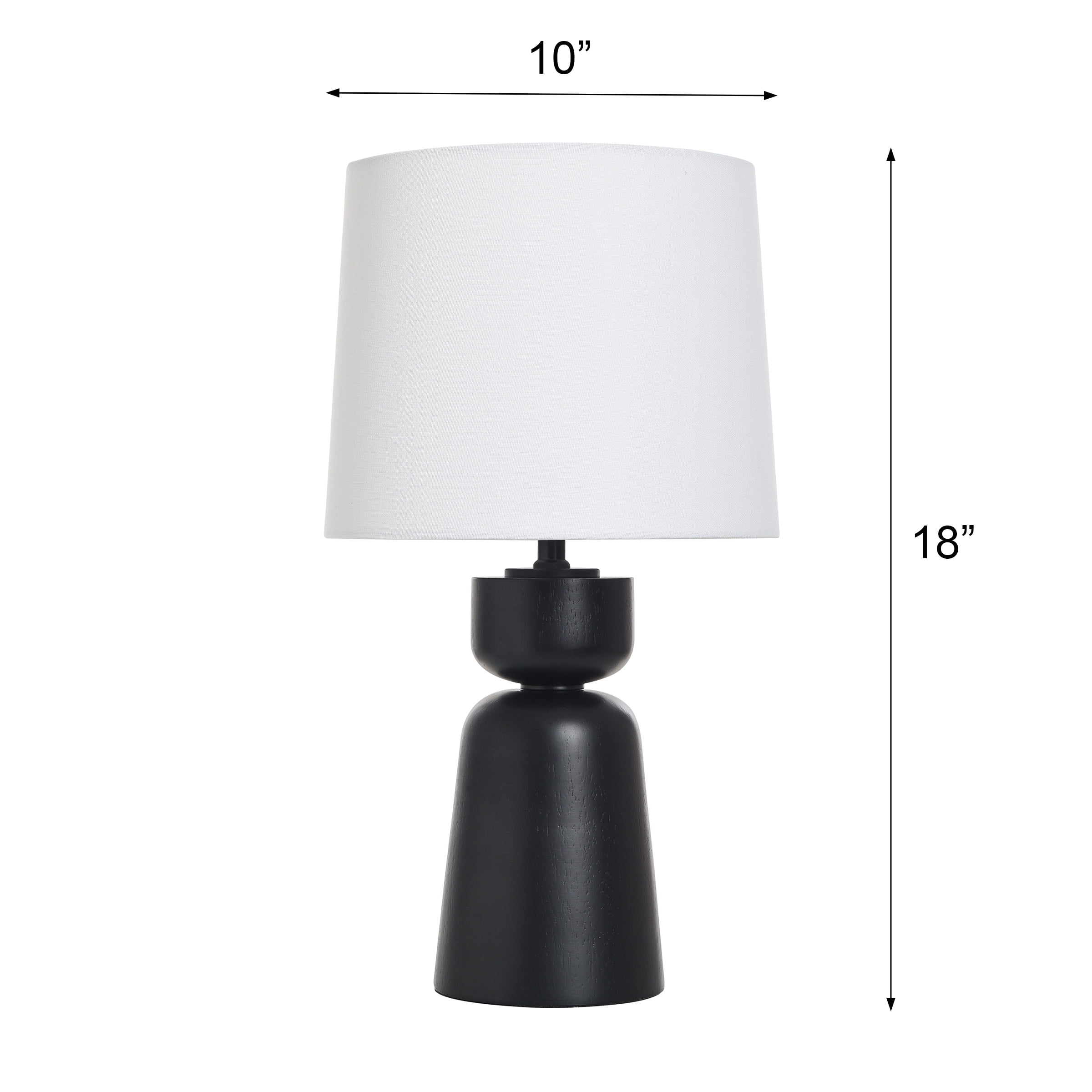 Better Homes & Gardens Wood Totem Table Lamp with White Linen Shade, 10"L x 10"W x 18"H