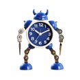 thumbnail image 1 of Reloj despertador robot sin tictac Reloj despertador de metal inoxidable con luces intermitentes y clip de mano (azul) Feliz Sencillez, 1 of 5