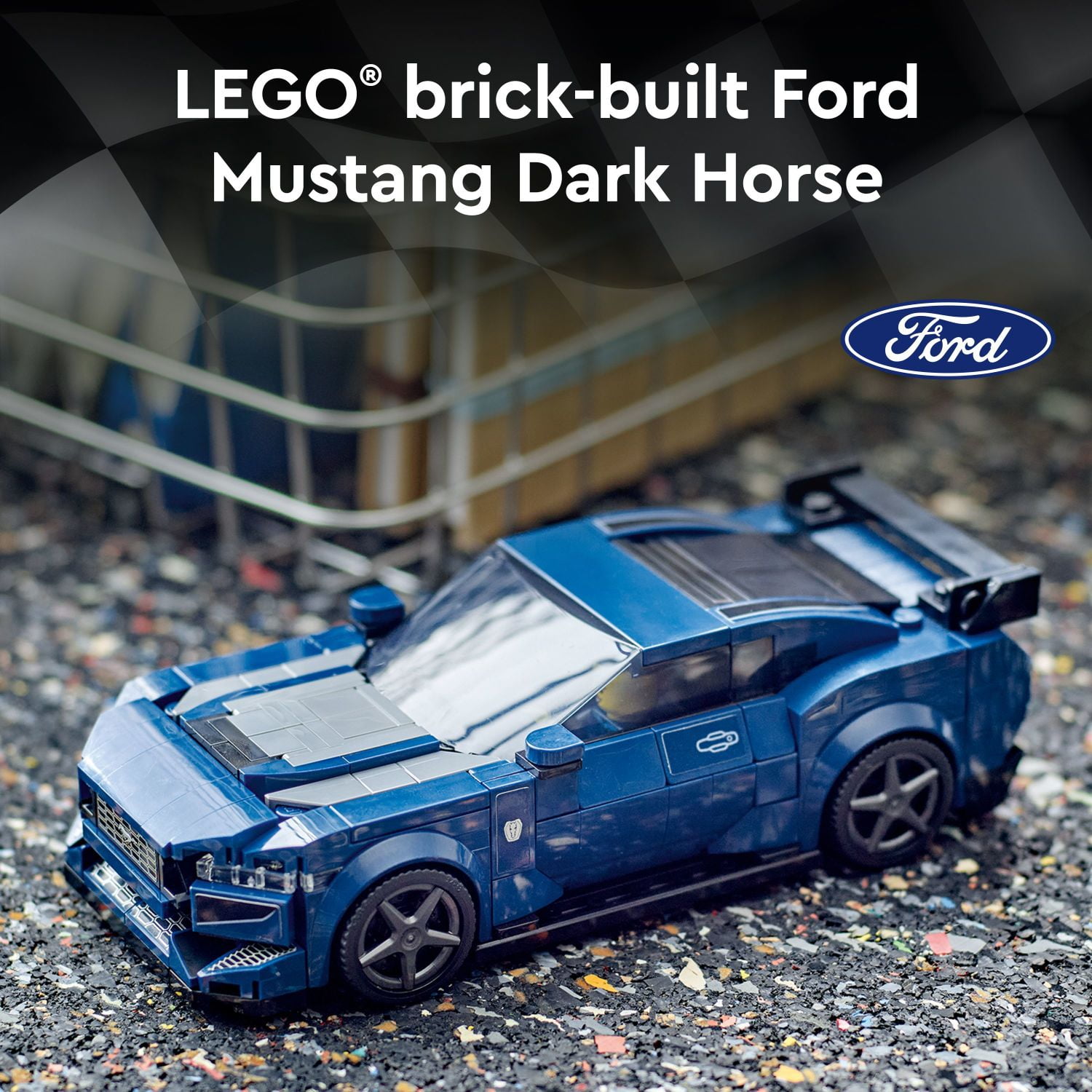 LEGO Speed Champions Ford Mustang Dark Horse Sports Car Toy Buildable Ford Mustang Toy for Kids Blue Toy Car Model Building Set Back to School Gift