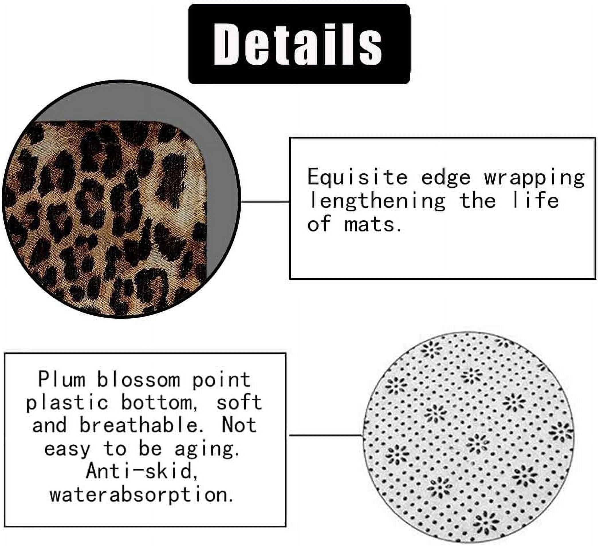 4PCS Cute Leopard Shower Curtain Set, Pink Rose Peony Floral Plant Cheetah Cow Print African Wildlife Safari Animal Bathroom Decor, Waterproof Fabric Shower Curtain, Non-Slip Bath Mat