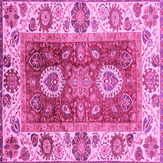 Ahgly Company Indoor Square Abstract Pink Modern Area Rugs, 5' Square