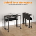 thumbnail image 3 of EastVita 28 Inch Folding Desk with Storage Shelf,Iron Frame,on Wheels,Easy Assembly,Foldable Computer Table for Home Office,Black, 3 of 9
