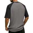 thumbnail image 4 of Hearthz Waffle Knit Thermal Henley Shirts for Men Raglan Short Sleeve Mens Athletic Shirts Moisture Wicking Color Block Athletic Shirts for Men with Pocket Dark Gray XXXL, 4 of 6