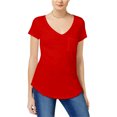 thumbnail image 1 of maison Jules Camiseta básica con bolsillo para mujer, rojo, grande, 1 of 1