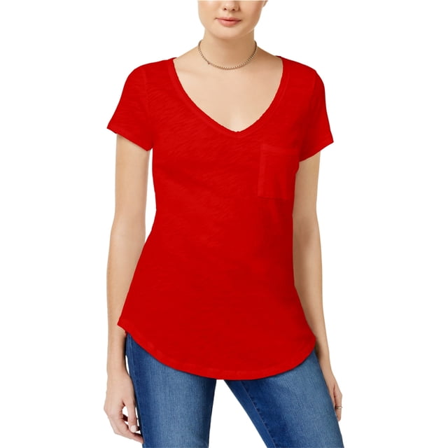 maison Jules Camiseta básica con bolsillo para mujer, rojo, grande