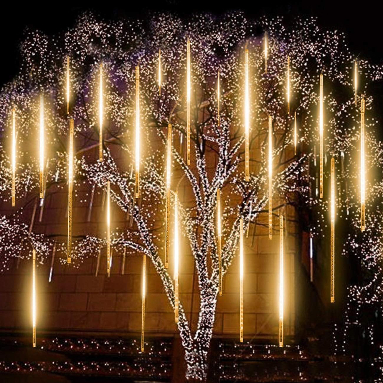30cm 144 LED Lights Meteor Shower Rain 8 Tube Xmas Snowfall Tree Outdoor Light 