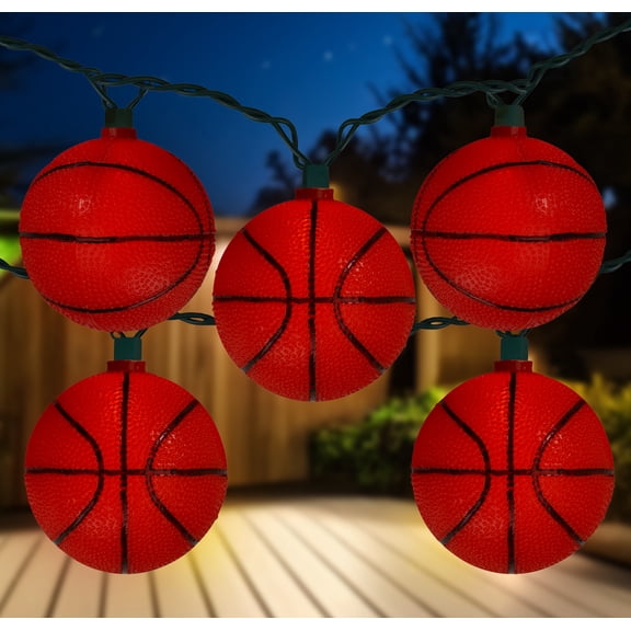 10ct Basketball Sport Christmas Novelty Light Set - 11.5 ft Green Wire