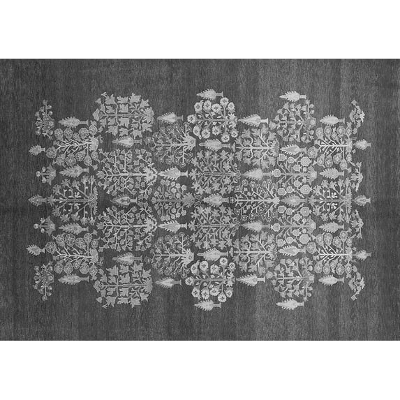 Ahgly Company Indoor Rectangle Oriental Gray Industrial Area Rugs, 8' x 12'