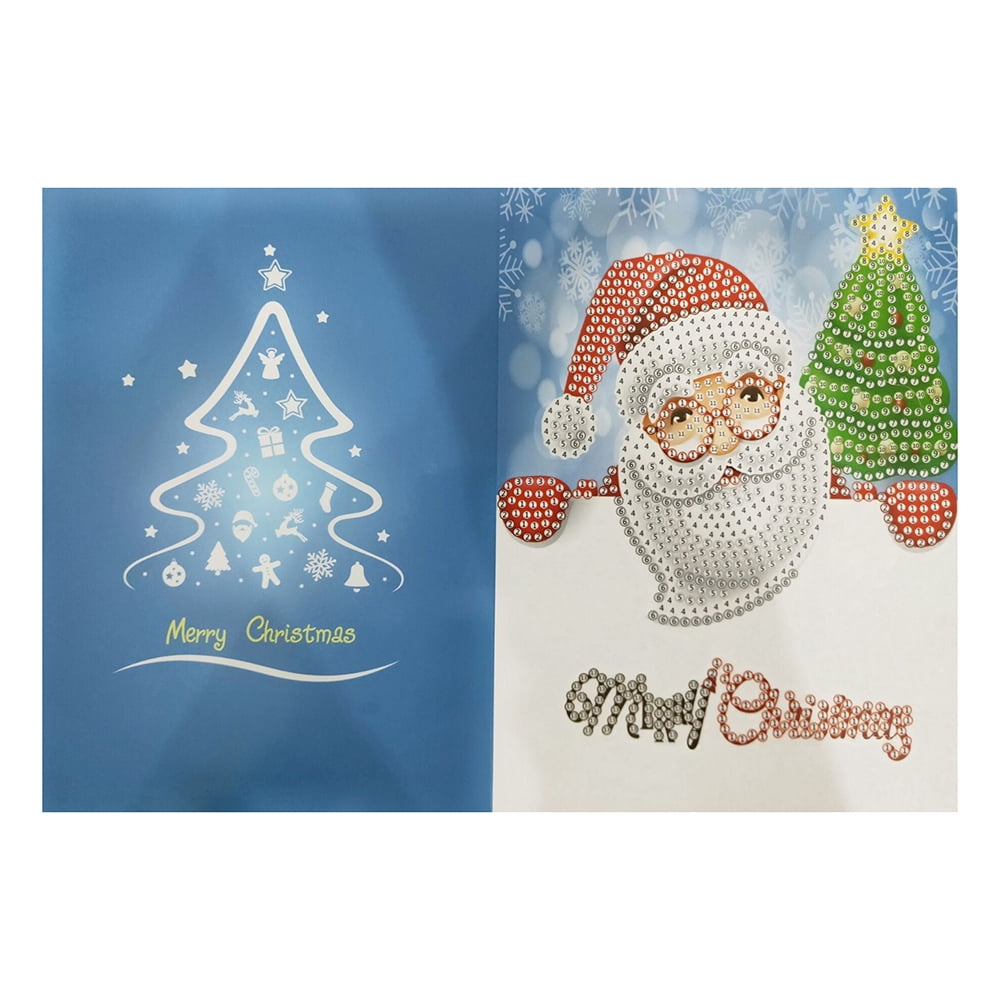 Merry Christmas Cards DIY Diamond Painting Handmade Card Round Drill