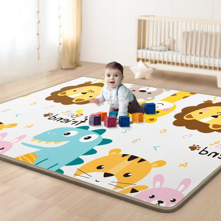 Baby Play Mat Tiles Extra Large Thick Non-Toxic Foam Floor Puzzle Mat  Interlocking Activity Playmat for Infants Toddlers Kids Crawling Tummy Time  74x74 Inches (…