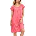 thumbnail image 7 of Puntoco Satin Nightgowns for Women Silk Nightgown Pleated Loose Night Shirts Short Sleeve Sleep Shirts, 7 of 7