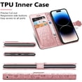 thumbnail image 4 of for iPhone 14 Pro Max PU Leather Flip Wallet Case, Cat Dog Cartoon Cute Style with ID Card Holder Phone Cover Case for Apple iPhone 14 Pro Max MG Rose Gold, 4 of 12