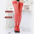 thumbnail image 3 of Medias altas de encaje hasta El Muslo kenally, calcetines semitransparentes encantadores para mujer, disfraz de cosplay, Rojo, XX000196-02, 3 of 7
