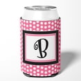 thumbnail image 2 of Letter B Initial Monogram - Pink Black Polka Dots Can or Bottle Beverage Insulator Hugger, 2 of 5