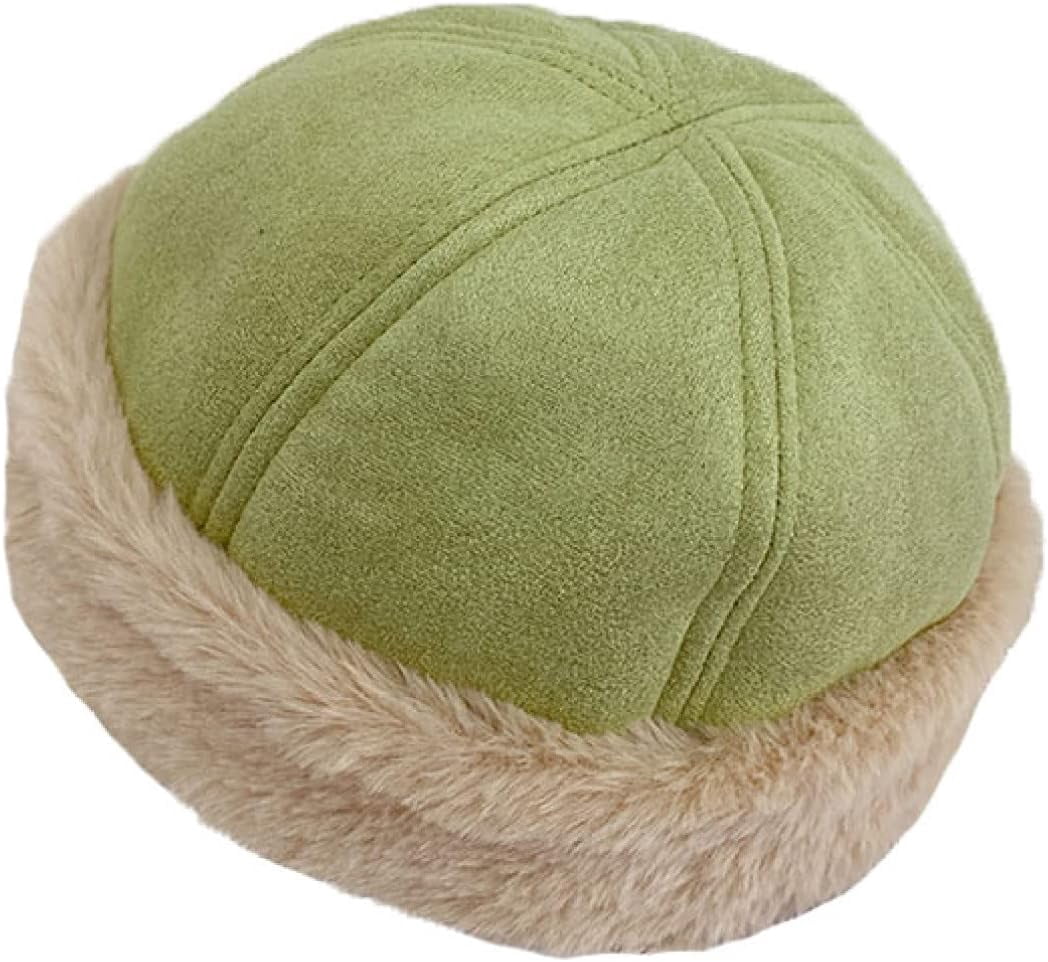 CoCoMangos Winter Suede Hats for Women Thick Bonnet Solid Colors Cap Skulls Beanies Short Curling Women Caps