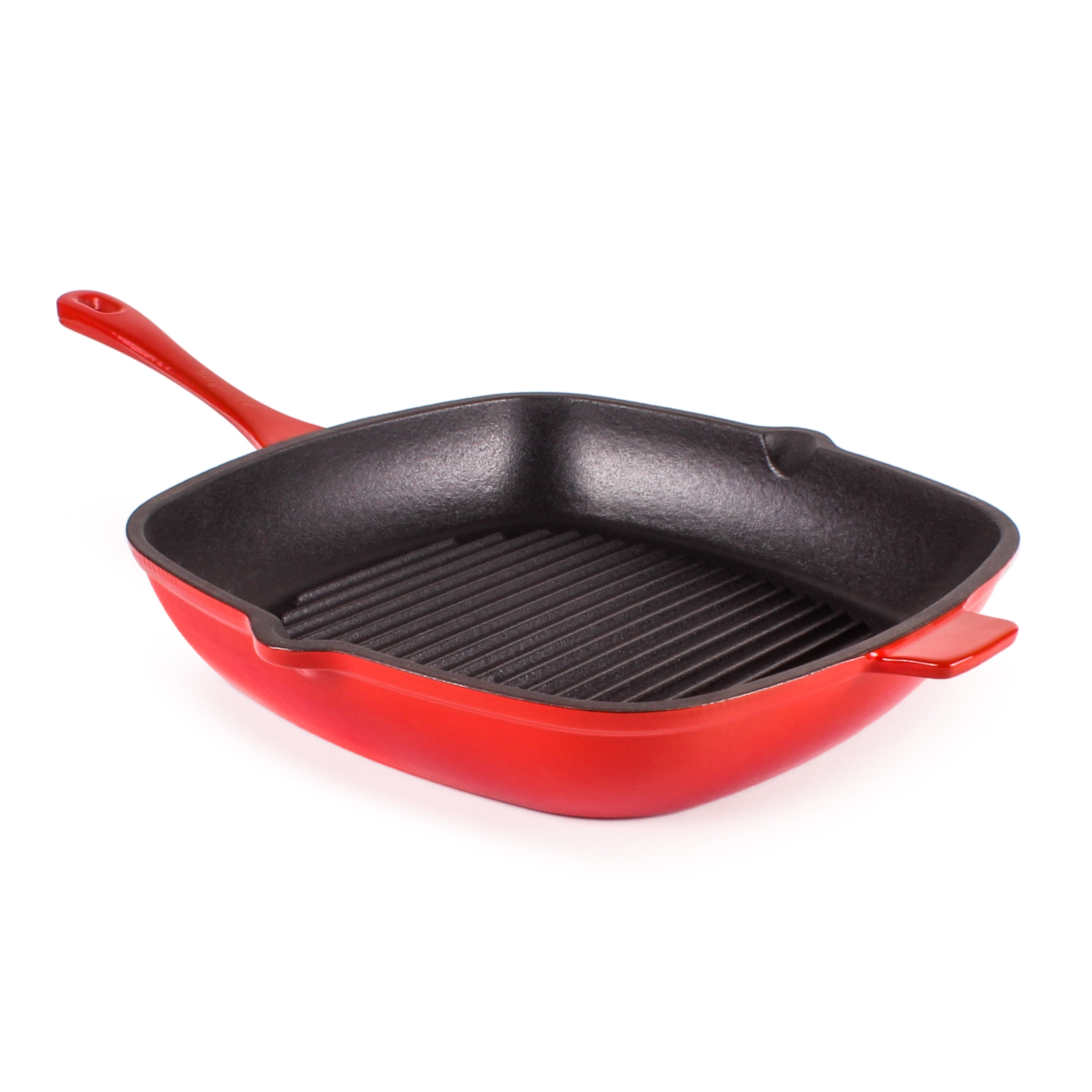 BergHOFF Neo 2pc Cast Iron 11" Grill Pan with Slotted Steak Press, Red