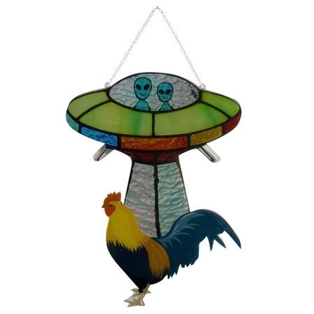 

Mini Christmas Ornament Alien Cow Pendant Panel UFO Cow Window Pendant Ornaments Decoration Painted UFO Home Doors Stained Alien For Windows And Kitchen，Dining Bar Small Hanging Chandelier Crystals