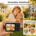 thumbnail image 3 of Ourlife Digital Camera for Kids, 4K 48MP Point and Shoot Camera with 2.0" Flip Screen, 18X Digital Zoom, Anti Shake, 32GB Memory Card, Compact Camera for Teens & Beginners, Black, 3 of 10