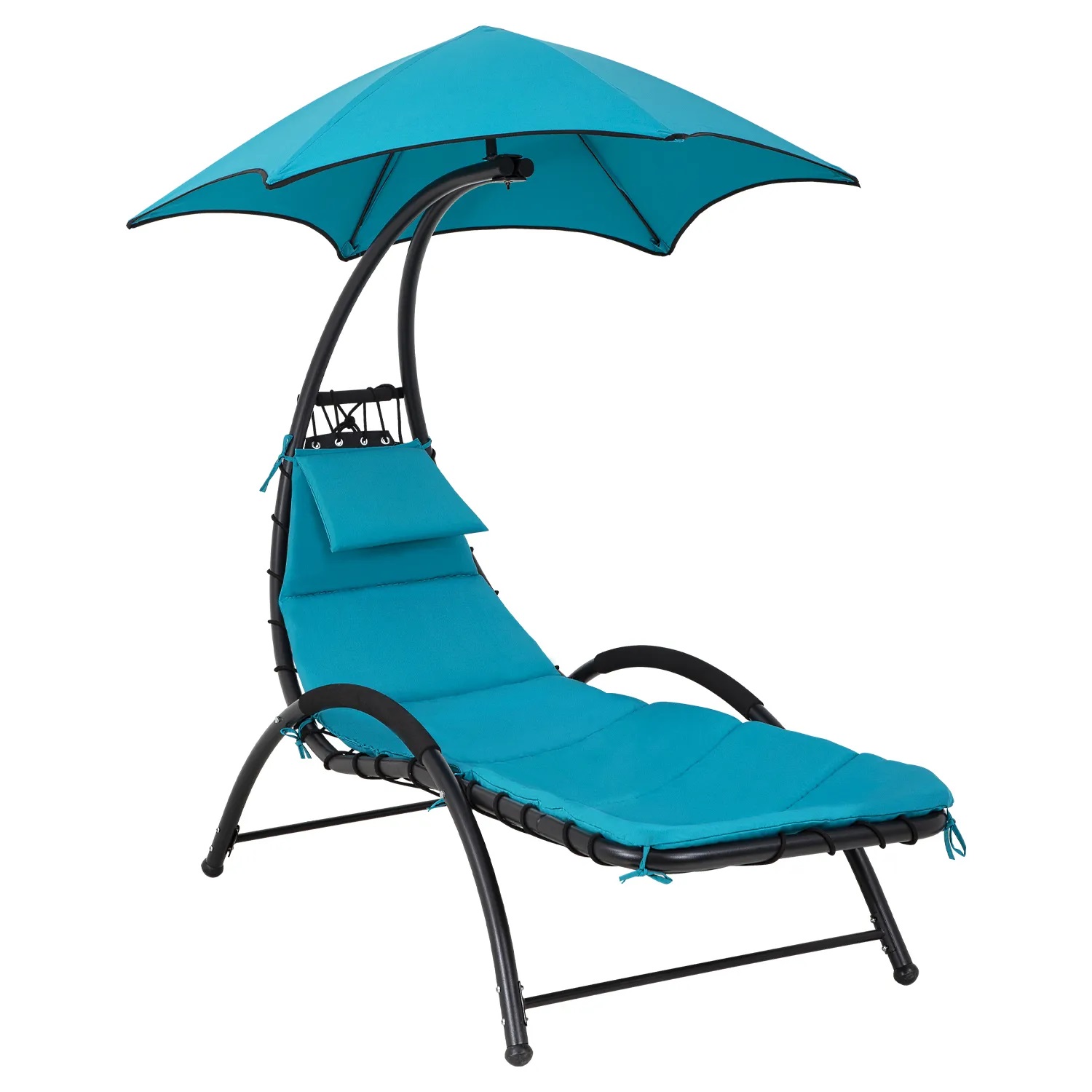 YRLLENSDAN Patio Swing Chair, Lounge Chair Outdoors with Waterproof Canopy Hammock Chair Patio Chair Arc Stand Removable Cushion and Headrest (Blue) - image 1 of 7