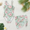 thumbnail image 4 of SEANATIVE Girls One-Piece Swimsuits with Mesh Cover-up Skirt One-Piece Bathing Suits Back Cutout Stylish Stretch Swimwear for Kids Teenagers, Size 7-8, Rose Green Pink, 4 of 7