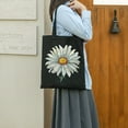 thumbnail image 5 of JEUXUS Portable Tote Bag 2 Pcs Canvas Tote Bags Cute Aesthetic Tote Bags with Zipper Sunflower Flower Graphic Black, 5 of 8