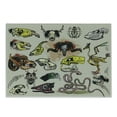 thumbnail image 1 of Modern Cutting Board, Animal Skeleton Composition with Gothic Faces Dead Creatures Illustration, Decorative Tempered Glass Cutting and Serving Board, Small Size, Multicolor, by Ambesonne, 1 of 1