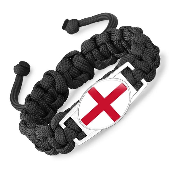 Uijokdef National Flag Paracord Survival Bracelet, Black, 6.69 Inch Adjustable Length, 20g Weight