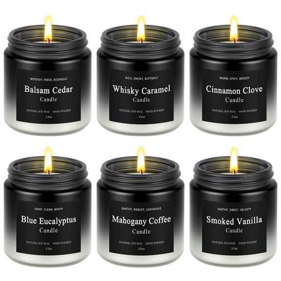 Giphtpoeet 6 Pack Men Candles for Home Scented Soy Wax Candle Gifts Set for Birthday Valentine Christmas Anniversary Present