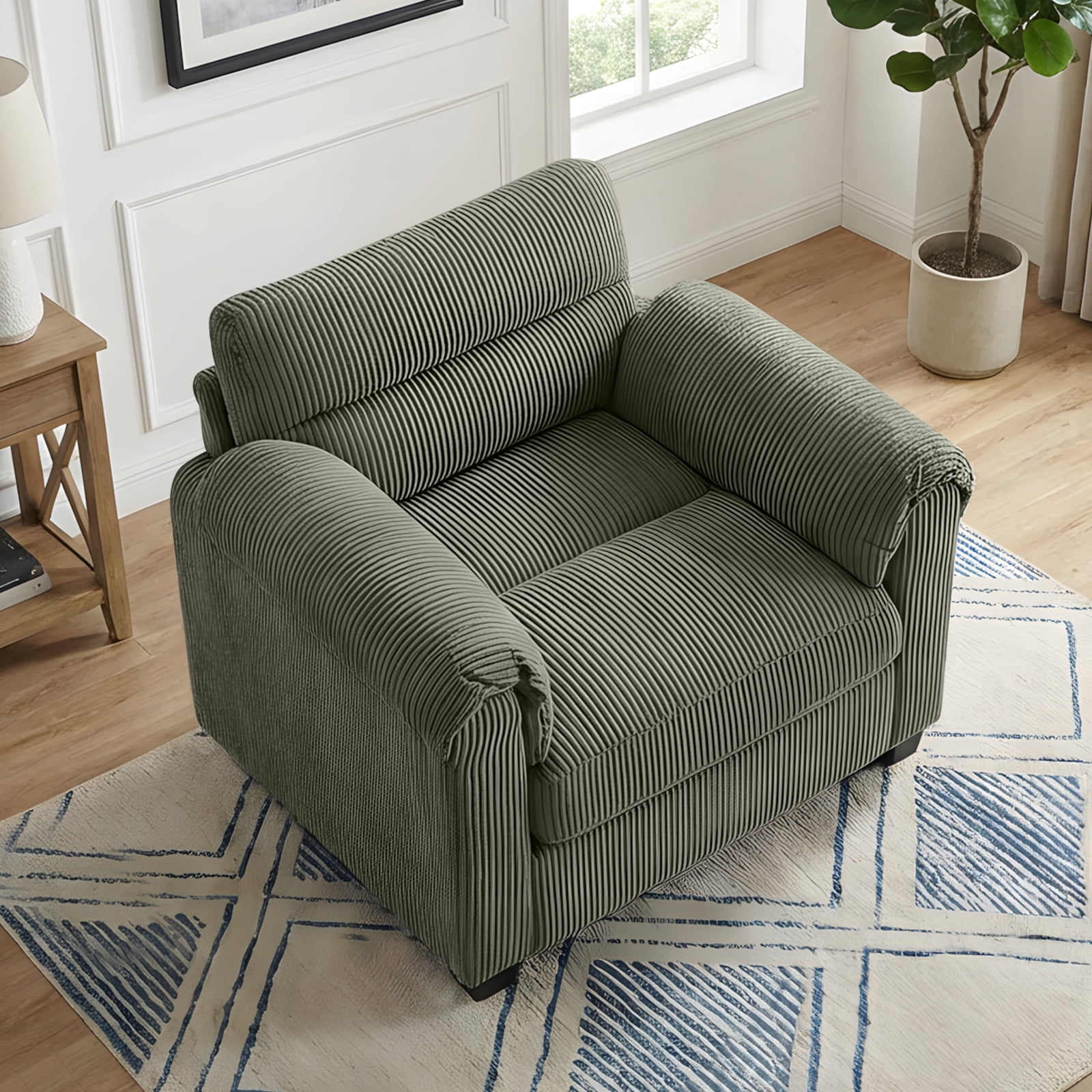 Bonzy Home Single Sofa - Compact Seating Solution Ideal for Small Spaces, Apartments, Offices, or Cozy Reading Nooks Green
