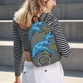 thumbnail image 5 of Disketp Fun Riding Dinosaur print Canvas Backpack Lightweight Travel Daypack Student Rucksack Laptop Backpack-Small, 5 of 5