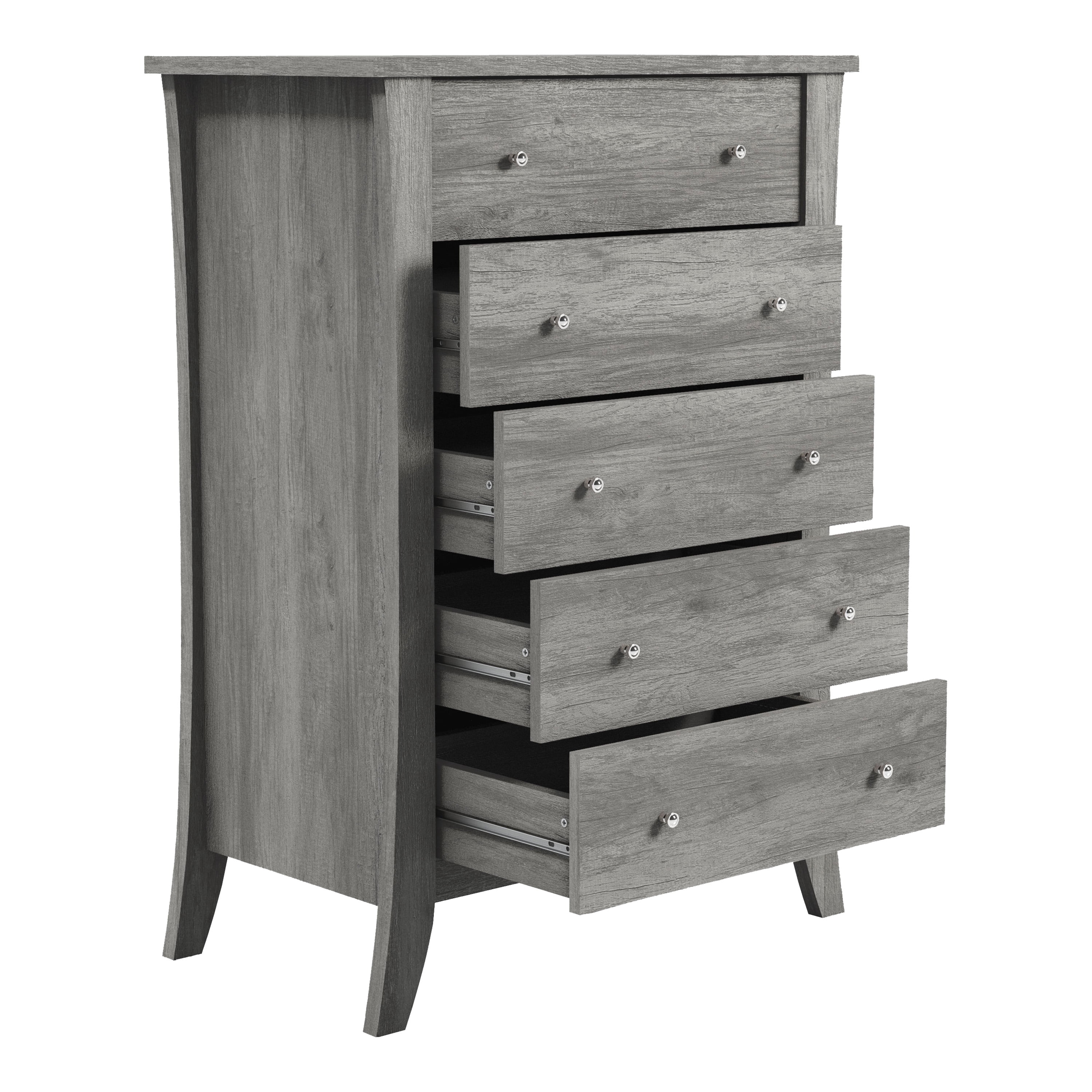 Furniture of America Quake 5-Drawer Wood Vintage Gray Oak Chest