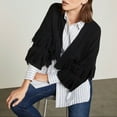 thumbnail image 1 of BCBGMAXAZRIA Cardigan Court Ouvert à Franges pour Femmes Noir Taille m $260, 1 of 1