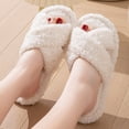thumbnail image 4 of Mostsola Open Toe Slippers for Women Fuzzy Memory Foam Cross Band Plush House Slippers Slides, 4 of 6