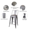thumbnail image 3 of Leejay Gray 24 inch High Back Metal Barstool with Gray Vegan Leather Seat,Set of 3, 3 of 5
