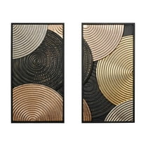LuxenHome 2-Pc Earth Tone Circles Abstract Rectangular Metal Wall Decor Set