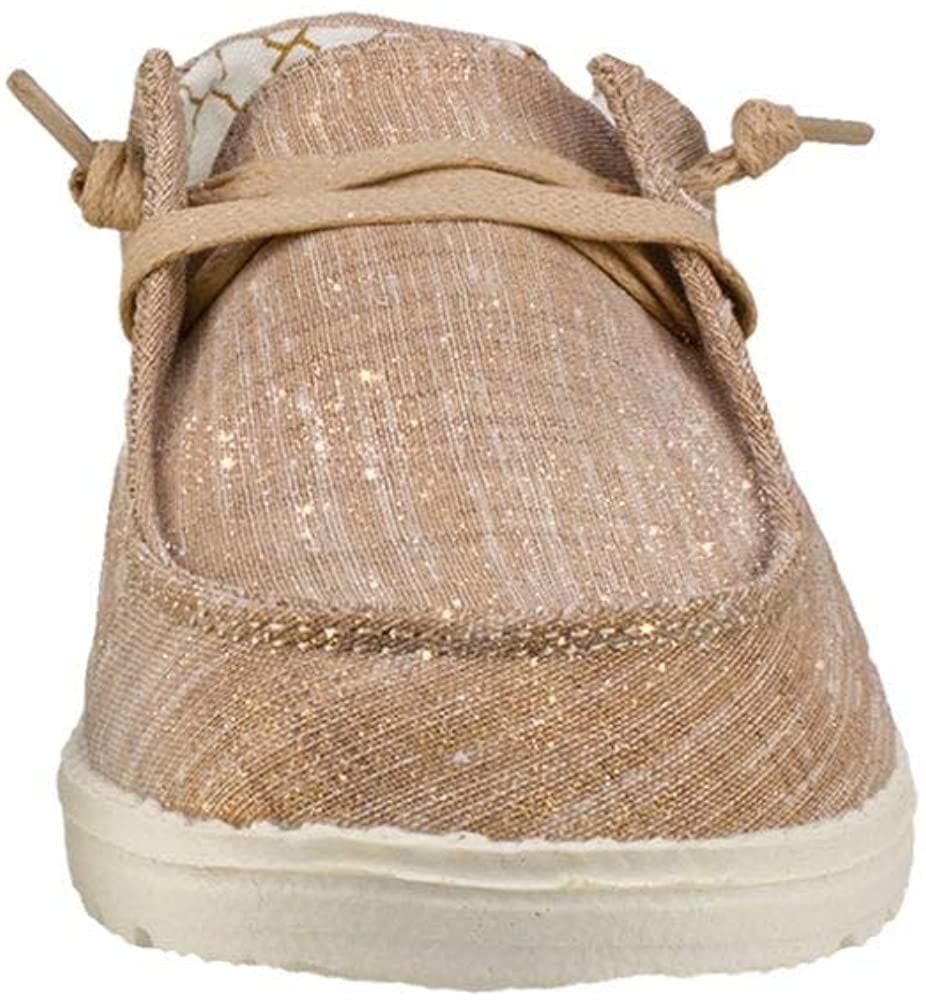 Hey Dude Women's Wendy Shoes Sparkling Rose Gold Size 8 US