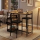 thumbnail image 3 of QinaQin Comedor de 3 piezas con almacenamiento, mesa compacta con estructura de hierro y acabado negro tipo madera, incluye 2 sillas tapizadas en PU, ideal para espacios pequeños, 3 of 8