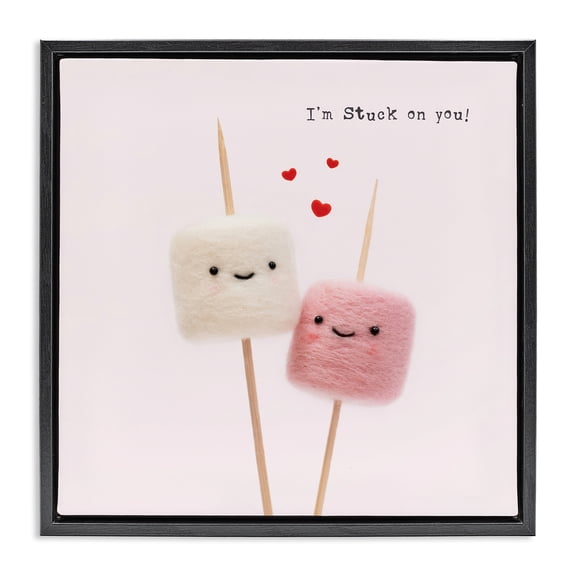 Stupell Industries Eclectic Cute Stuck On You Black Floating Frame Canvas Art, 18 x 18, by Lemon & Sugar
