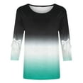 thumbnail image 5 of Ounisa Women's Gradient Tops Casual 3/4 Sleeve Bow Printed Raglan Clothes Crewneck Pullover Loose Shirts S-5XL, 5 of 6