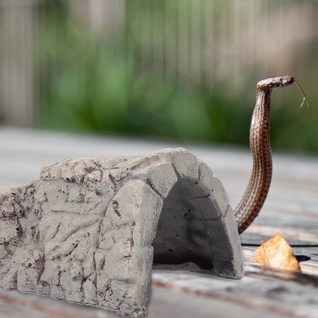 ELAYARD Resin Craft Grey Simulation Stone Cave for Reptile Tank Decor