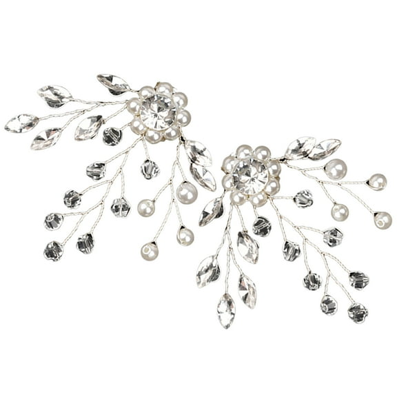 MLINS Durable Silver Rhinestone Flower Shoe Clips Decorative Clip On Embellishments for Weddings and Parties