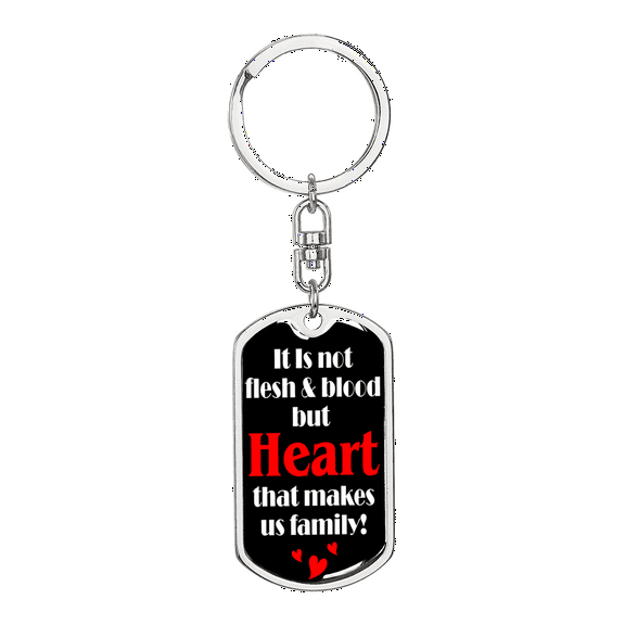 Heart Makes Us Family Stainless Steel or 18k Gold Premium Swivel Dog Tag Keychain