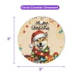 thumbnail image 5 of Merry Christmas Santa Shiba Inu Scarf Twinkling Lights Xmas Holiday Ceramic Round Ornament Shibas Dog Lovers Gifts Idea Home Tree Decor - 00022, 5 of 5