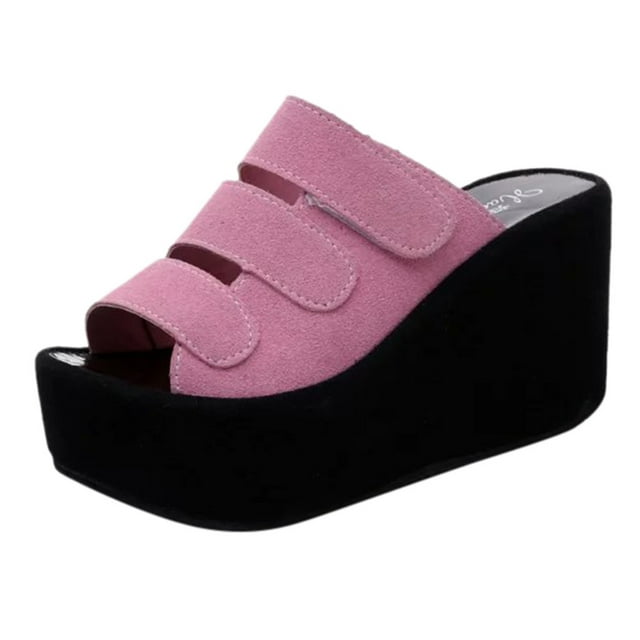 Womens Wedges Non-Slip Open Toe Flip-Flops Breathable Thick Bottom Shoe Slippers
